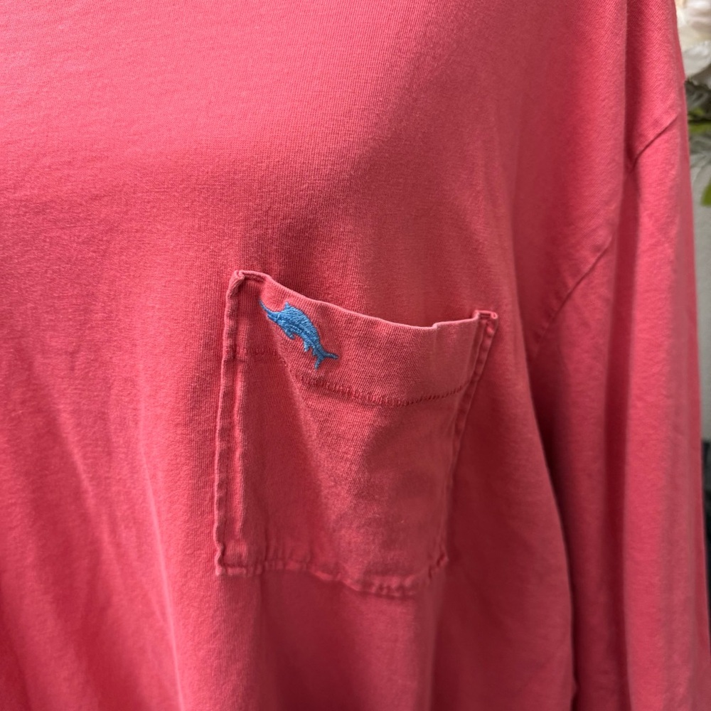 Tommy Bahama 2X Coral Pima Cotton Long Sleeve Pocket Tee Shirt Relaxed Fit - Picture 2 of 8